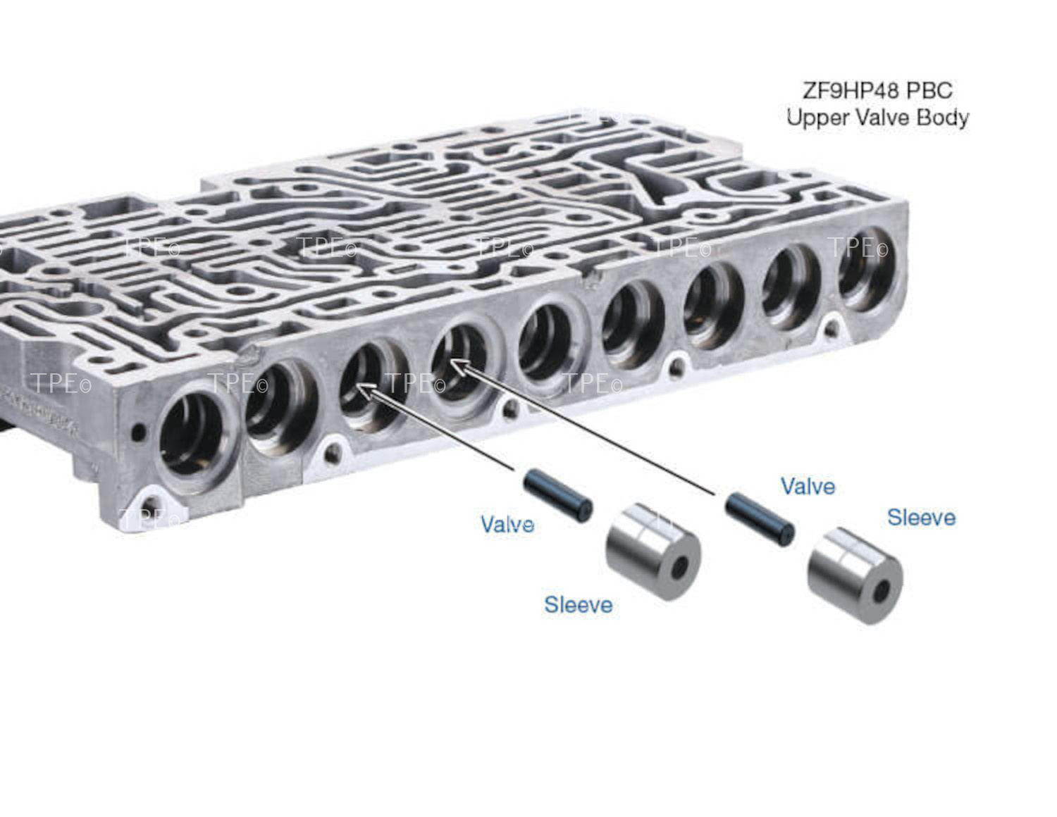 561.SON.02 The ZF9HP48 PBW (Park By Wire) and PBC (Park By Cable) have different plunger valve diameters than Chrysler applications and should not be interchanged.

Fits units with .227" dia. plunger valve only.

Chrysler 948TE, Honda/Acura 9-speed and ZF9HP48 transmissions are equipped with an aluminum sleeve for the A and F dog clutch plunger valve. This material is prone to wear from valve plunger reciprocation. Failure of this sleeve results in a variety of shift problems and solenoid codes. Sonnax A & F dog clutch plunger valve kit 85740-05K restores the correct hydraulic clearance and proper function of the assembly.

Hardcoat anodized aluminum valves combat premature wear
Highly wear-resistant sleeves increase service life
Drop-in Zip Valve™ parts install quickly and easily
Learn More About Zip Valve™ Drop-In Repairs

Contents:
Valves (2)
Sleeves (2)