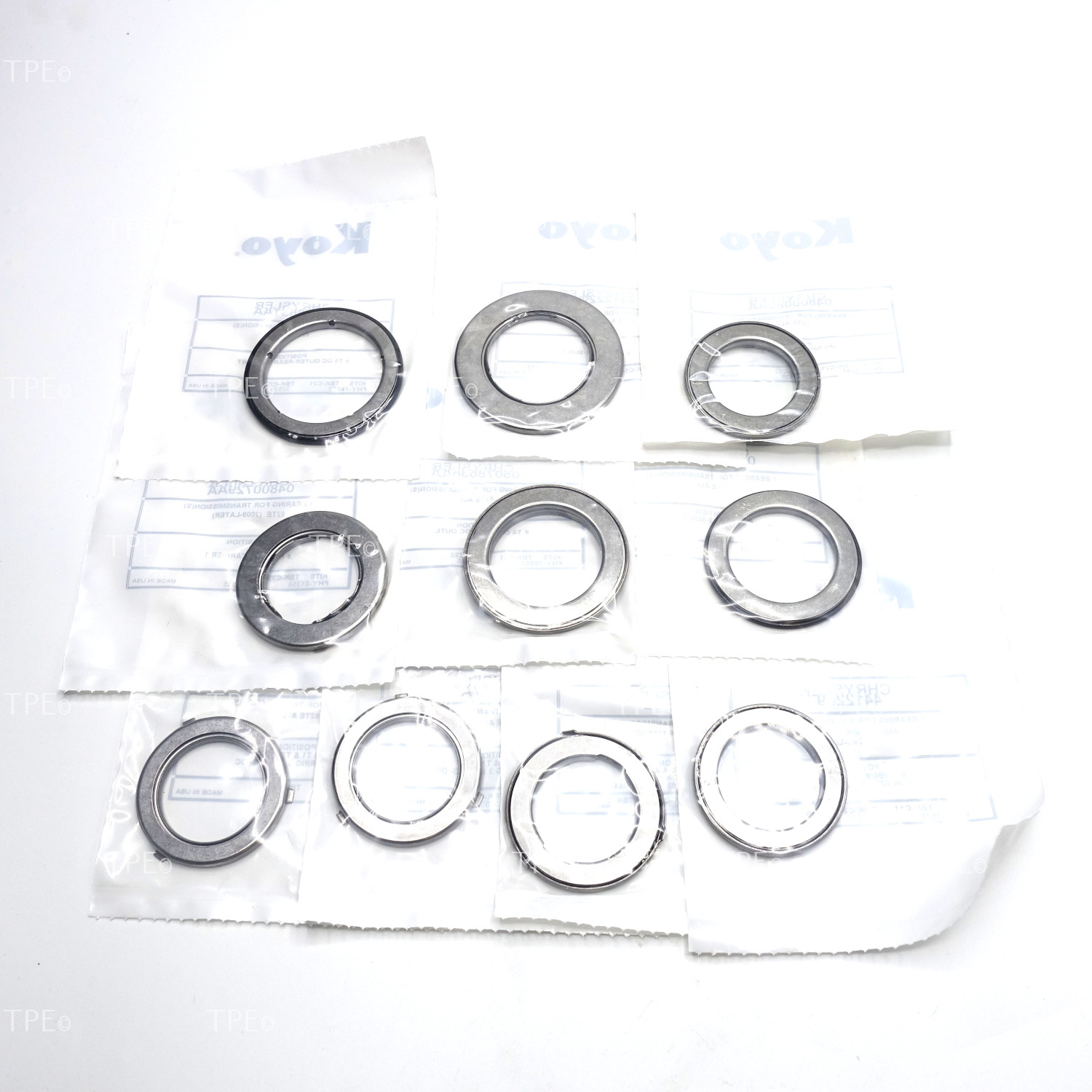 72.KW.21 Sonnax 10-piece bearing kit SBK-C22 replaces worn or damaged bearings in Chrysler 62TE applications.

Stator Support/Input Clutch Hub
Input Clutch Hub/Underdrive Clutch Hub
Front Planetary (Captured)
Front Planetary Carrier/Rear Sun Gear
Rear Sun Gear/Rear Planet Carrier
Low Sprag Inner Race/Direct Clutch
Direct Clutch Housing/Direct Clutch Hub
Direct Clutch Hub/Direct Clutch Backing Plate
Helical Shim/Output Planet Ring Gear
Output Planet Ring Gear/Output Planet Carrier Housing