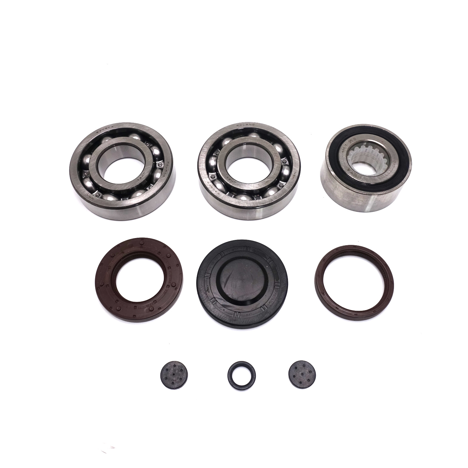 BMW.KB.06 This Bearing & Seal Kit contains the following Parts:

• 3 Bearings
• 3 Seals
• 3 Caps
